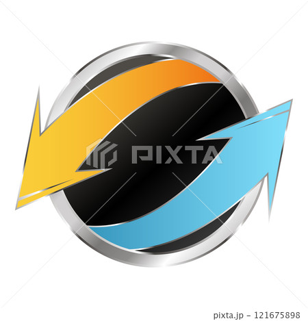 Red and blue arrow in a circle. Sign for air conditioner 121675898