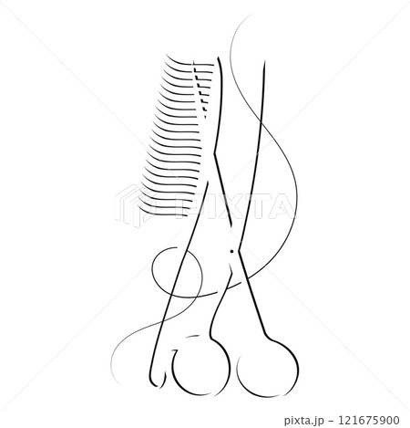 Scissors comb curl hair beautiful silhouette 121675900