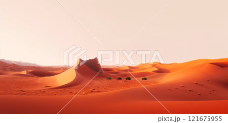 A minimalist sand dunes in the desert. Calm and tranquil landscape. Generative AI 121675955