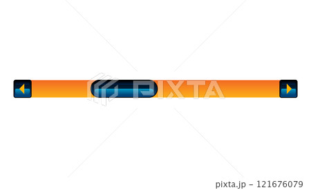 Scroll bar slider. UI horizontal slider. Multicolor modern UI element. Buttons with adjustable knobs for controlling audio or video. Vector illustration of intuitive design element 121676079