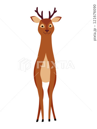 Deer animal icon. Cute spotted forest deer. Wild nature creature concept. Horny spotted reindeer vector illustration Deer animal icon. Cute spotted forest deer. Wild nature creature concept. Horny spotted reindeer vector illustration 121676090