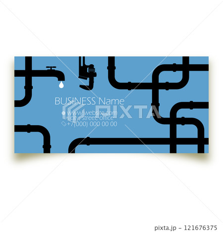 Faucet and water pipes business card plumbing concept Faucet and water pipes business card plumbing concept 121676375