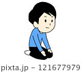 正座する笑顔の男性のイラスト 121677979