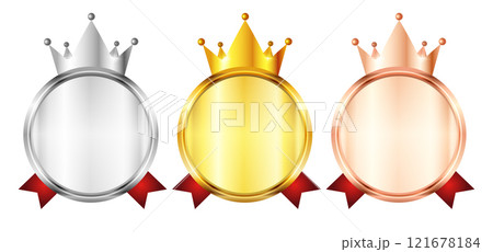 メダル　王冠　リボン　金　アイコン 121678184