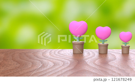 The Heart in Plant for love or Valentine concept 3d rendering. 121678249