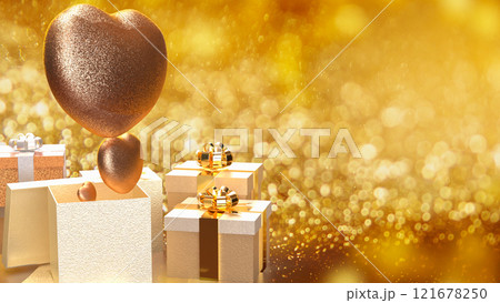 The Heart and Gift box  for celebration or Valentine concept 3d Rendering. 121678250