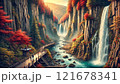 紅葉が彩る絶景の峡谷：層雲峡（北海道） 121678341
