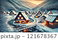 雪に包まれた合掌造りの里：白川郷（岐阜県） 121678367