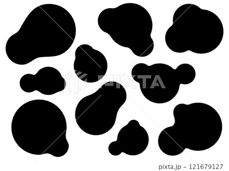 ゆるくつながった水滴風の図形セット 121679127