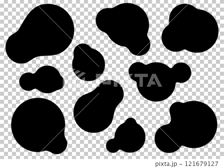 ゆるくつながった水滴風の図形セット 121679127
