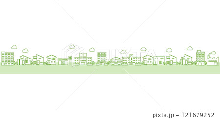 シンプルな街並みのイラスト シンプルな街並みのイラスト 121679252