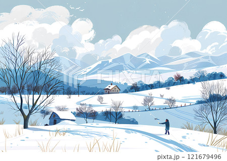 冬の信州の風景-2 121679496