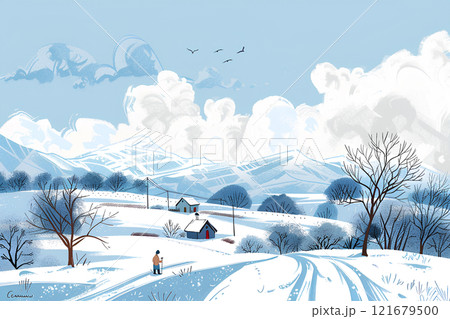 冬の信州の風景-2 121679500