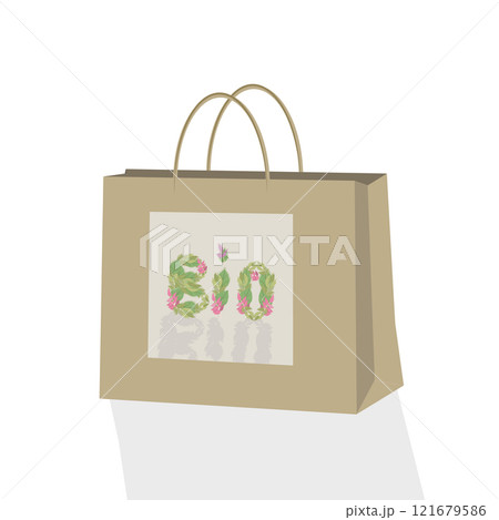 paper bag for shopping with the inscription "bio". vector graphics for illustration or icon 121679586