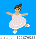 Vector image of cute funny ballerina in cartoon style on blue background for children's book, icon, game and other illustrations Vector image of cute funny ballerina in cartoon style on blue background for children's book, icon, game and other illustrations 121679588