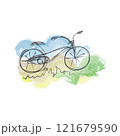 A bicycle in the style of a sketch and a watercolor effect. Vector graphics A bicycle in the style of a sketch and a watercolor effect. Vector graphics 121679590