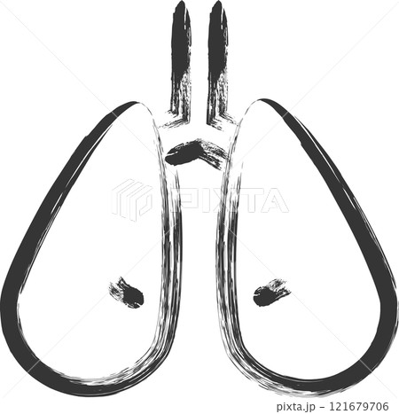 医療関連の筆書き単品イラスト　肺 121679706