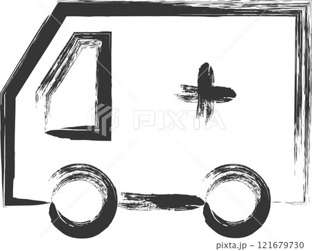医療関連の筆書き単品イラスト　医療車 121679730