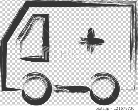 医療関連の筆書き単品イラスト　医療車 121679730