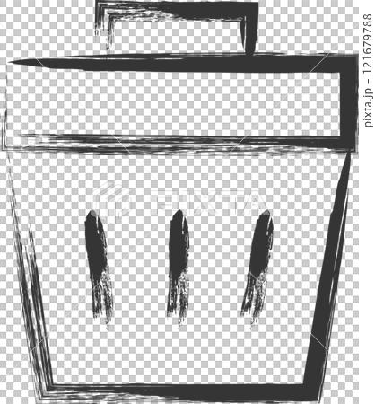 Brush-drawn illustrations of everyday items: Trash can Brush-drawn illustrations of everyday items: Trash can 121679788