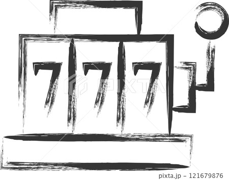 ギャンブル関連の筆書き単品イラスト　スロット 121679876