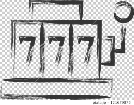 ギャンブル関連の筆書き単品イラスト　スロット 121679876