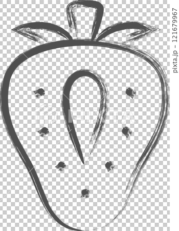 Fruit brush drawing illustration: Strawberry cross section 121679967