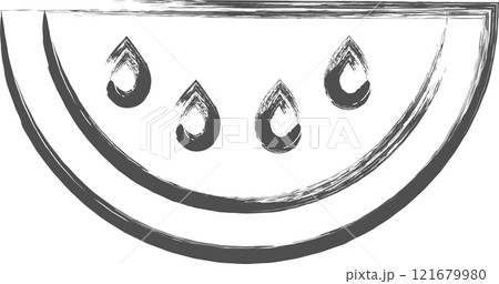 野菜筆書き単品イラスト　スイカ断面 121679980