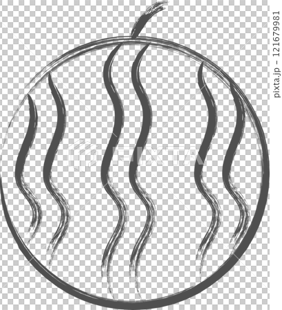 Vegetable brush drawing illustration: Watermelon 121679981