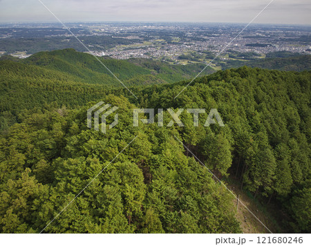 大高取山山頂からの眺望　埼玉県越生町（ドローンによる空撮） 121680246