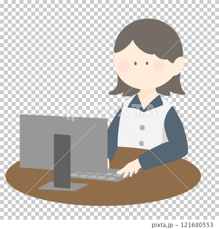 A woman working on a computer A woman working on a computer 121680553