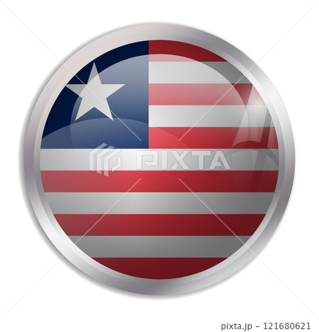 Liberia flag - glossy circle button displays a colorful flag representing a country cultural identity and heritage. The essence of national pride and unity. Liberia flag - glossy circle button displays a colorful flag representing a country cultural identity and heritage. The essence of national pride and unity. 121680621
