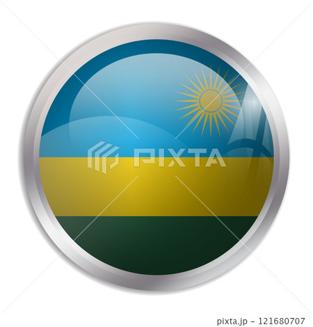 Rwanda flag - glossy circle button displays a colorful flag representing a country cultural identity and heritage. The essence of national pride and unity. Rwanda flag - glossy circle button displays a colorful flag representing a country cultural identity and heritage. The essence of national pride and unity. 121680707