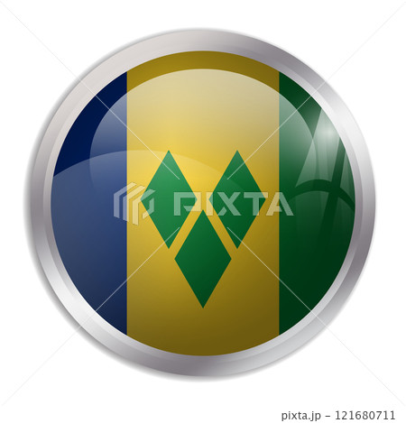 Saint Vincent and the Grenadines flag - glossy circle button displays a colorful flag representing a country cultural identity and heritage. The essence of national pride and unity. Saint Vincent and the Grenadines flag - glossy circle button displays a colorful flag representing a country cultural identity and heritage. The essence of national pride and unity. 121680711