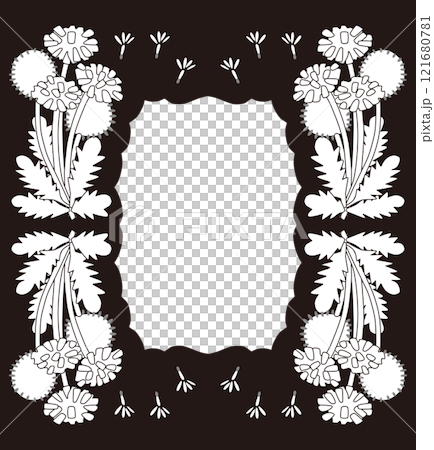 タンポポの線画ベクターフレーム タンポポの線画ベクターフレーム 121680781