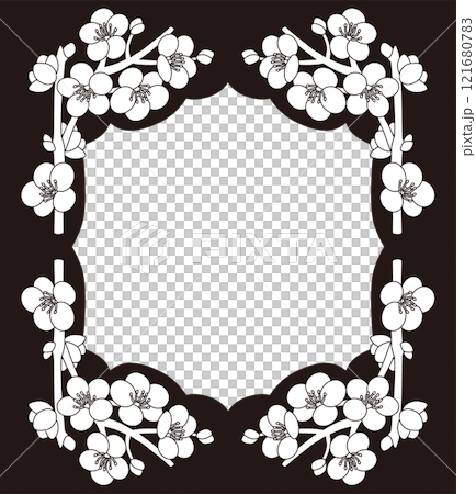 Plum line drawing vector frame Plum line drawing vector frame 121680783