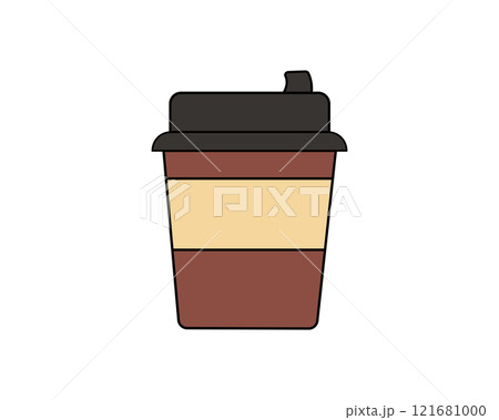 蓋付きカップ入りコーヒーのシンプルなイラスト 蓋付きカップ入りコーヒーのシンプルなイラスト 121681000