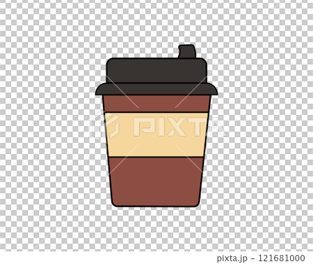 蓋付きカップ入りコーヒーのシンプルなイラスト 蓋付きカップ入りコーヒーのシンプルなイラスト 121681000