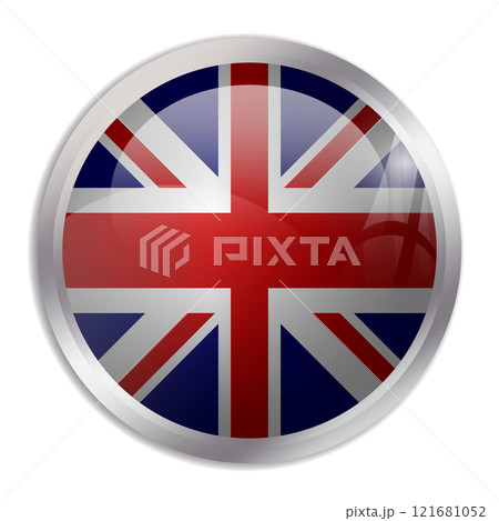 United Kingdom of Great Britain and Northern Ireland flag - glossy circle button displays a colorful flag representing a country cultural identity and heritage. The essence of national pride and unity United Kingdom of Great Britain and Northern Ireland flag - glossy circle button displays a colorful flag representing a country cultural identity and heritage. The essence of national pride and unity 121681052