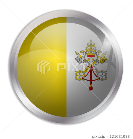 Vatican City flag - glossy circle button displays a colorful flag representing a country cultural identity and heritage. The essence of national pride and unity. 121681058