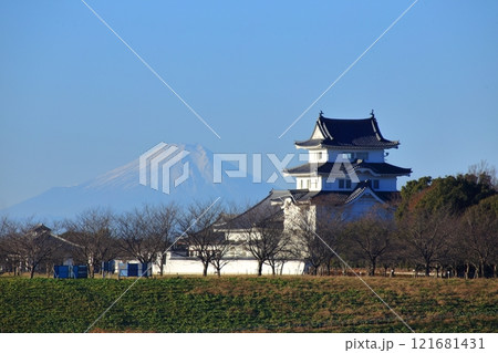 快晴の時にしか見えない富士山と関宿城のコラボ 121681431