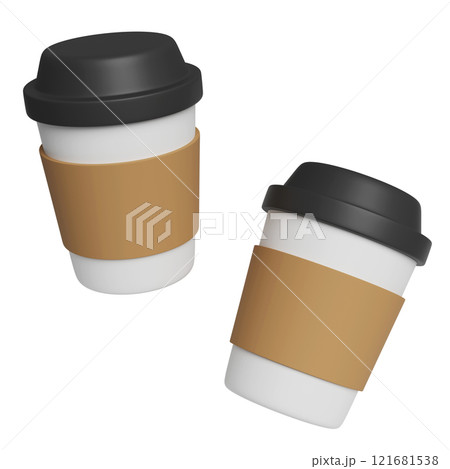 take out paper coffee cup 3D icon 121681538
