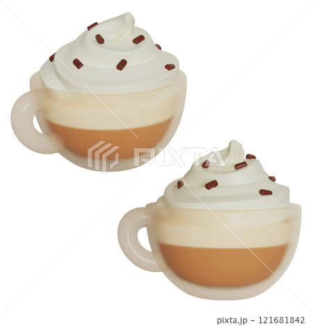 Latte in a glass 3D icon graphic 121681842