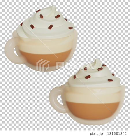 Latte in a glass 3D icon graphic 121681842
