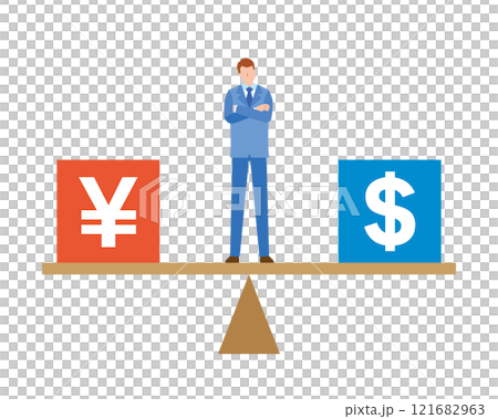 A man thinking about the dollar-yen exchange rate 121682963