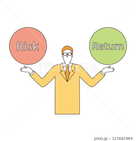 リスクとリターンを考える男性 リスクとリターンを考える男性 121682964