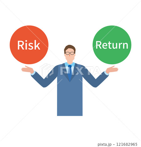 リスクとリターンを考える男性 リスクとリターンを考える男性 121682965