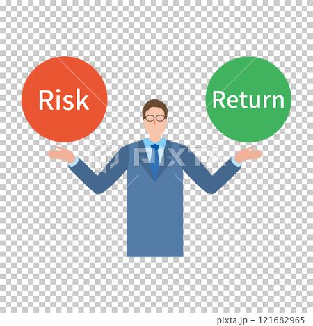リスクとリターンを考える男性 リスクとリターンを考える男性 121682965