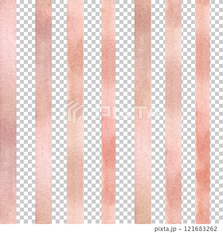 Seamless pattern with vertical lines. Watercolor illustration in soft tones of beige color. Hand drawn strips in mocha shade. On isolated background. For wrapping paper, gift box and backgrounds Seamless pattern with vertical lines. Watercolor illustration in soft tones of beige color. Hand drawn strips in mocha shade. On isolated background. For wrapping paper, gift box and backgrounds 121683262