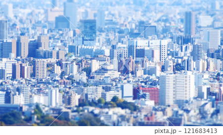 展望台から見た街並み　チルトシフト　ジオラマ 121683413